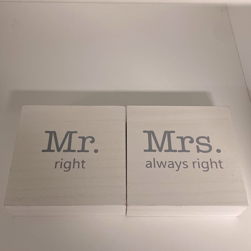 Mr. and Mrs. decorative blocks